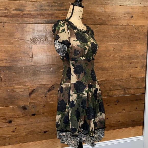 COACH Brown Mixed Print Black Rose Dress - Picture 4 of 6